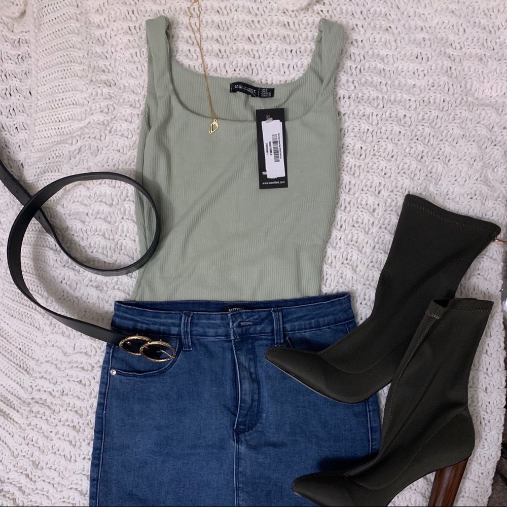 Olive Double Later Slinky Racer Front Bodysuit